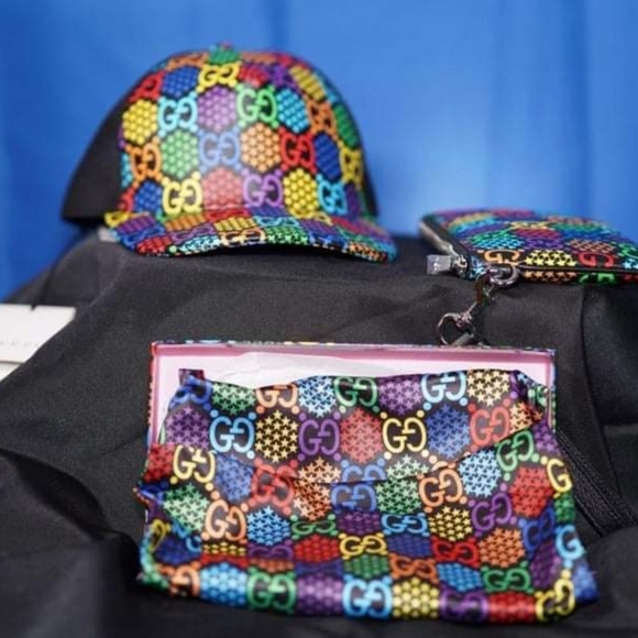 GUCCI Monogram Psychedelic Print Baseball Cap with Wrist Pouch - Picture 2 of 3